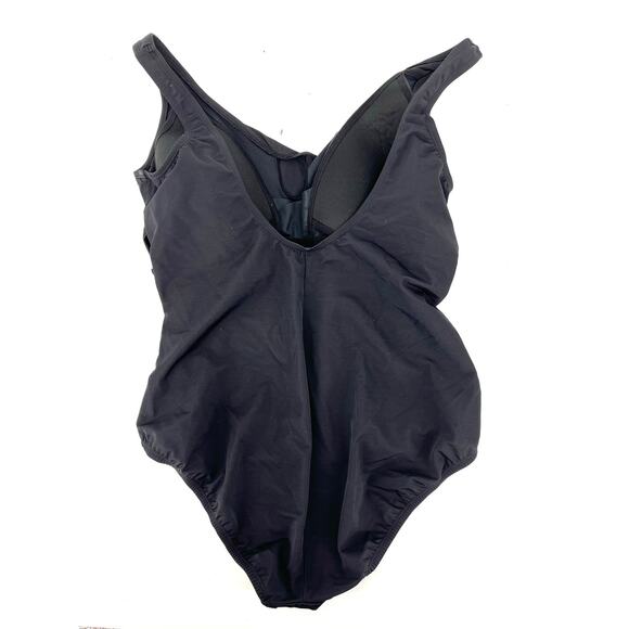 Lands' End Women's 16P Black Slender Suit Wrap One Piece Swimsuit - Picture 2 of 5